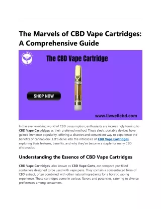 The Marvels of CBD Vape Cartridges