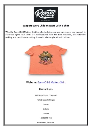 Support Every Child Matters with a Shirt