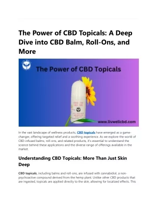 The Power of CBD Topicals