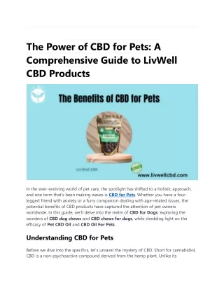 The Power of CBD for Pets