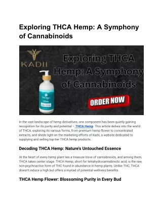 Exploring THCA Hemp_ A Symphony of Cannabinoids