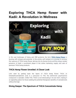 Exploring THCA Hemp flower with Kadii_ A Revolution in Wellness