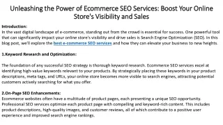 Unleashing the Power of Ecommerce SEO Services