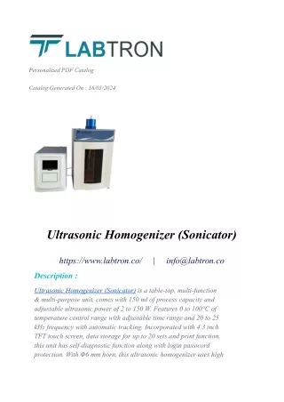 Ultrasonic Homogenizer (Sonicator)