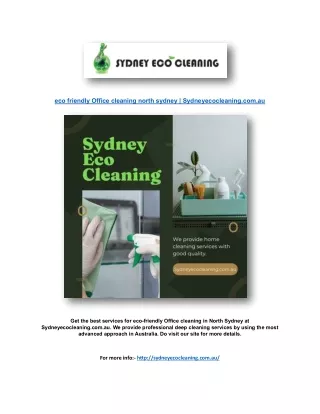 eco friendly Office cleaning north sydney | Sydneyecocleaning.com.au