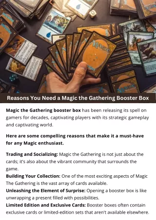 Reasons You Need a MaReasons You Need a Magic the Ggic the Gathering Booster Box