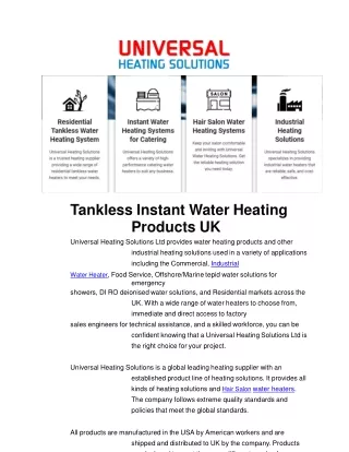 Marine Water Heater UK