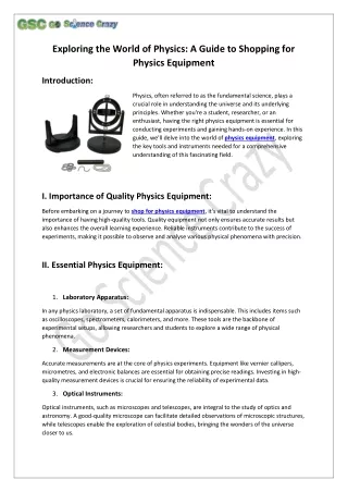 Exploring the World of Physics - A Guide to Shopping for Physics Equipment