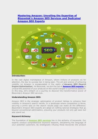 Mastering Amazon.Unveiling the Expertise of Blazontek’s Amazon SEO Services and Dedicated Amazon SEO Experts