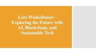 Lars Winkelbauer - Exploring the Future with AI, Blockchain, and Sustainable Tec