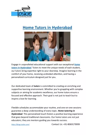 Home Tutors in Hyderabad