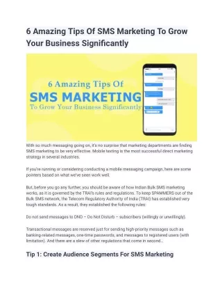 6 Amazing Tips Of SMS Marketing To Grow Your Business Significantly