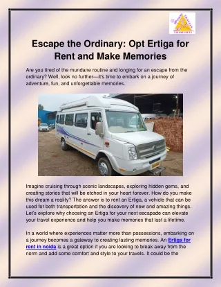 Ertiga for rent in Noida