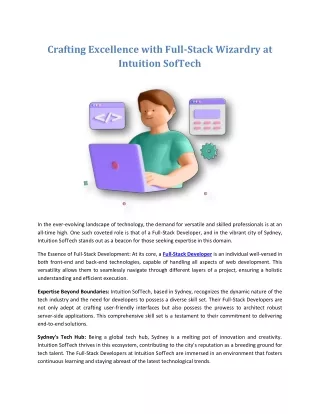 Crafting Excellence with Full-Stack Wizardry at Intuition SofTech