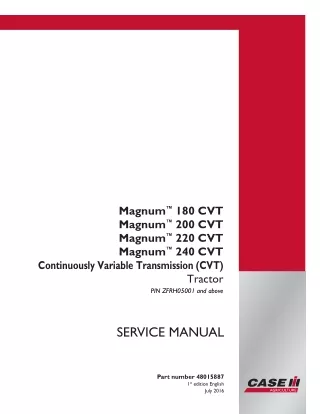 CASE IH Magnum 180 Continuously Variable Transmission (CVT) TIER 4B Tractor Service Repair Manual (PIN ZFRH05001 and abo