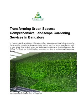 Transforming Urban Spaces_ Comprehensive Landscape Gardening Services in Bangalore