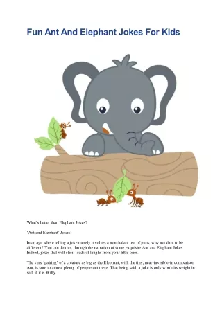 Fun Ant And Elephant Jokes For Kids