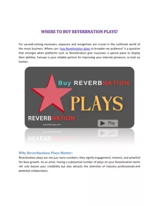WHERE TO BUY REVERBNATION PLAYS