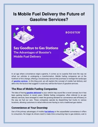 Is Mobile Fuel Delivery the Future of Gasoline Services