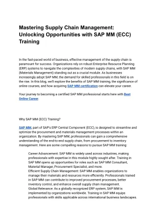 SAP MM Online Training