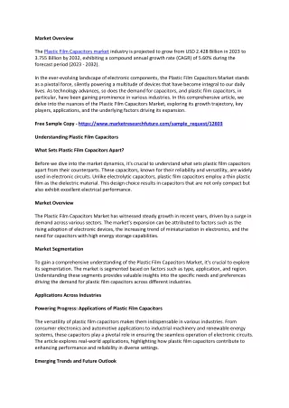 Plastic Film Capacitors Market