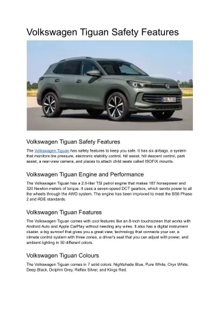 Volkswagen Tiguan Safety Features