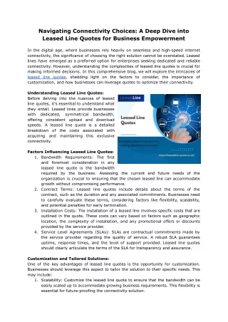 Navigating Connectivity Choices_ A Deep Dive into Leased Line Quotes for Business Empowerment