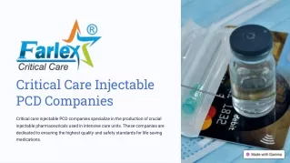 Critical Care Injectable PCD Companies