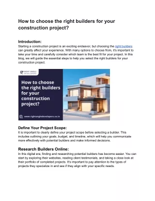 How to choose the right builders for your construction project?