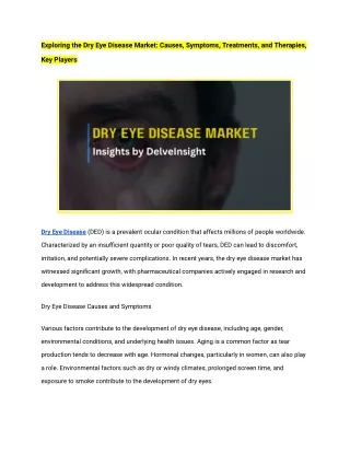 Dry Eye Disease Market