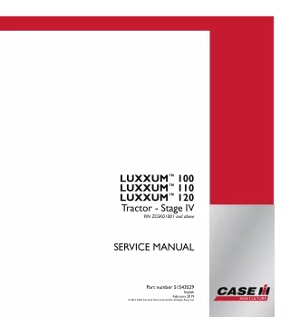 CASE IH LUXXUM 100 Stage IV Tractor Service Repair Manual (PIN ZGSK01001 and above)