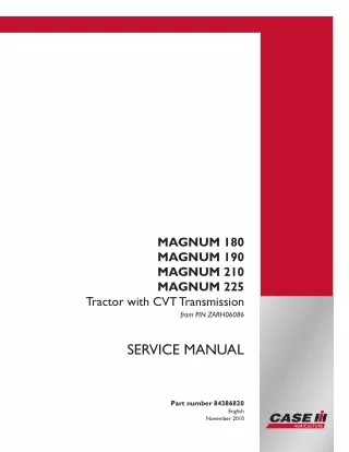 CASE IH MAGNUM 210 Tractor with CVT Transmission Service Repair Manual (from PIN ZARH06086)