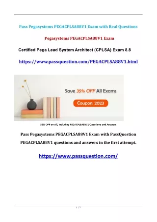 Pegasystems PEGACPLSA88V1 Practice Test Questions