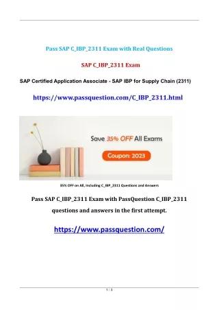 SAP C_IBP_2311 Practice Test Questions