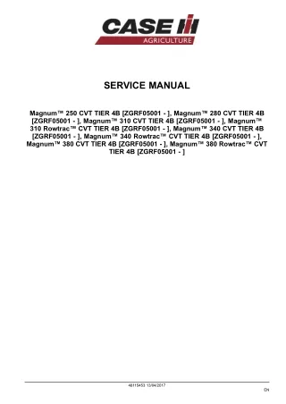 CASE IH Magnum 250 CVT TIER 4B Tractor Service Repair Manual [ZGRF05001 - ]