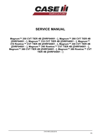 CASE IH Magnum 250 CVT TIER 4B Tractor Service Repair Manual [ZHRF04001 - ]