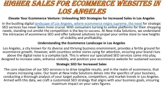 higher sales for ecommerce websites in Los Angeles