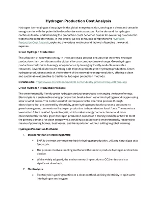 Hydrogen Production Cost Analysis PDF