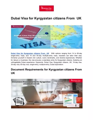 Dubai Visa for Kyrgyzstan citizens From  UK