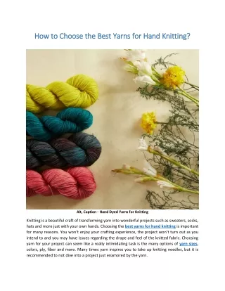 How to Choose the Best Yarns for Hand Knitting