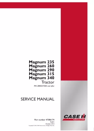 CASE IH Magnum 235 Tractor Service Repair Manual (PIN ZBRD07000 and after)