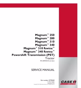 CASE IH Magnum 250 (PST) Tractor Service Repair Manual (PIN ZERF08100 and above)