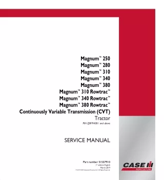 CASE IH Magnum 250 Continuously Variable Transmission (CVT) Tractor Service Repair Manual (PIN ZJRF94001 and above)