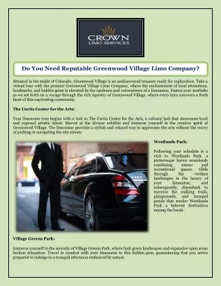 Do You Need Reputable Greenwood Village Limo Company