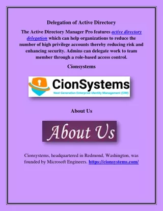 Delegation of Active Directory, cionsystems.com