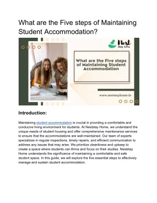 What are the Five steps of Maintaining Student Accommodation (1)