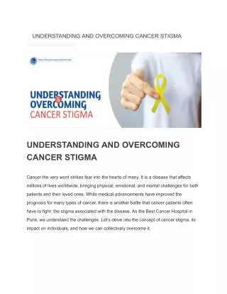 UNDERSTANDING AND OVERCOMING CANCER STIGMA