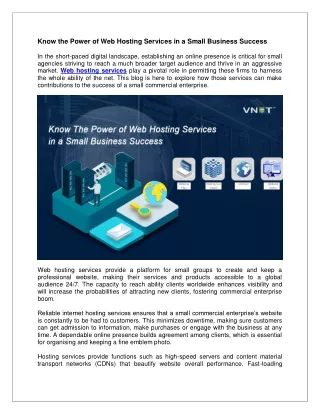 Know the Power of Web Hosting Services in a Small Business Success