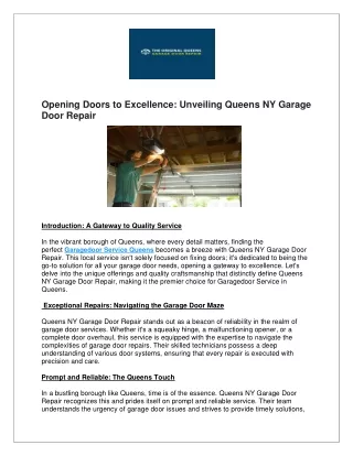 Opening Doors to Excellence: Unveiling Queens NY Garage Door Repair