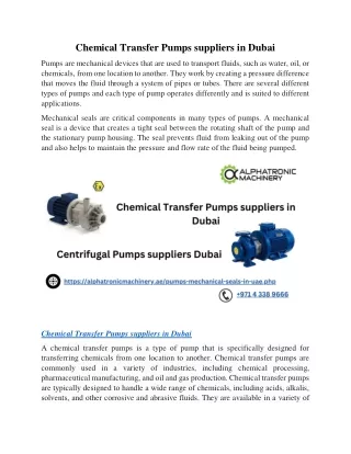 Chemical Transfer & Centrifugal pumps